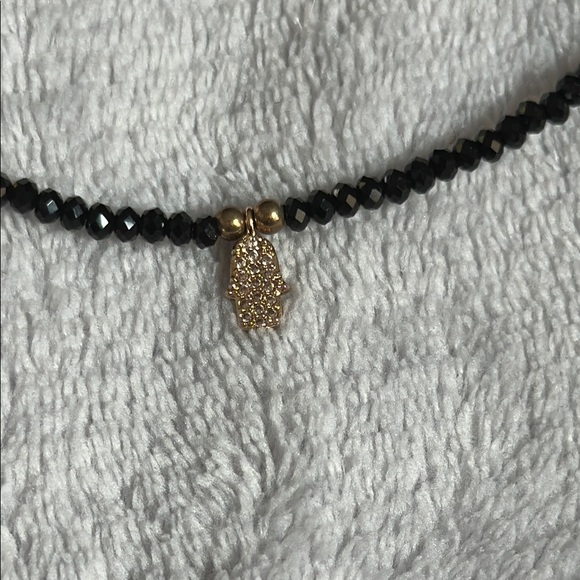 Elegant Black Beaded Necklace with Gold Accent - Picture 3 of 5